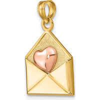 14K Yellow and Rose Gold 3D Heart XOXO Envelope Charm - Polished and Textured Design by Oro Pregiato