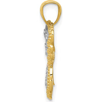 14K Yellow and Rose Gold Butterfly Pendant with Diamond-Cut Rhodium Accents by Oro Pregiato
