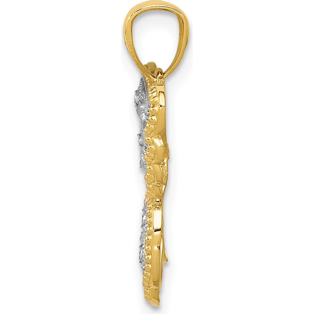 14K Yellow and Rose Gold Butterfly Pendant with Diamond-Cut Rhodium Accents by Oro Pregiato