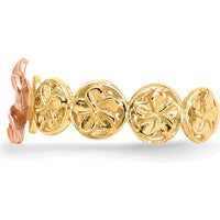 14K Yellow and Rose Gold Diamond-Cut Plumeria Flower Ring by Oro Pregiato