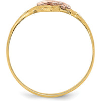 14K Yellow and Rose Gold Dolphin in Heart Themed Ring with Rhodium Detail by Oro Pregiato