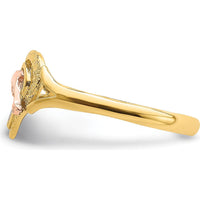 14K Yellow and Rose Gold Dolphin in Heart Themed Ring with Rhodium Detail by Oro Pregiato