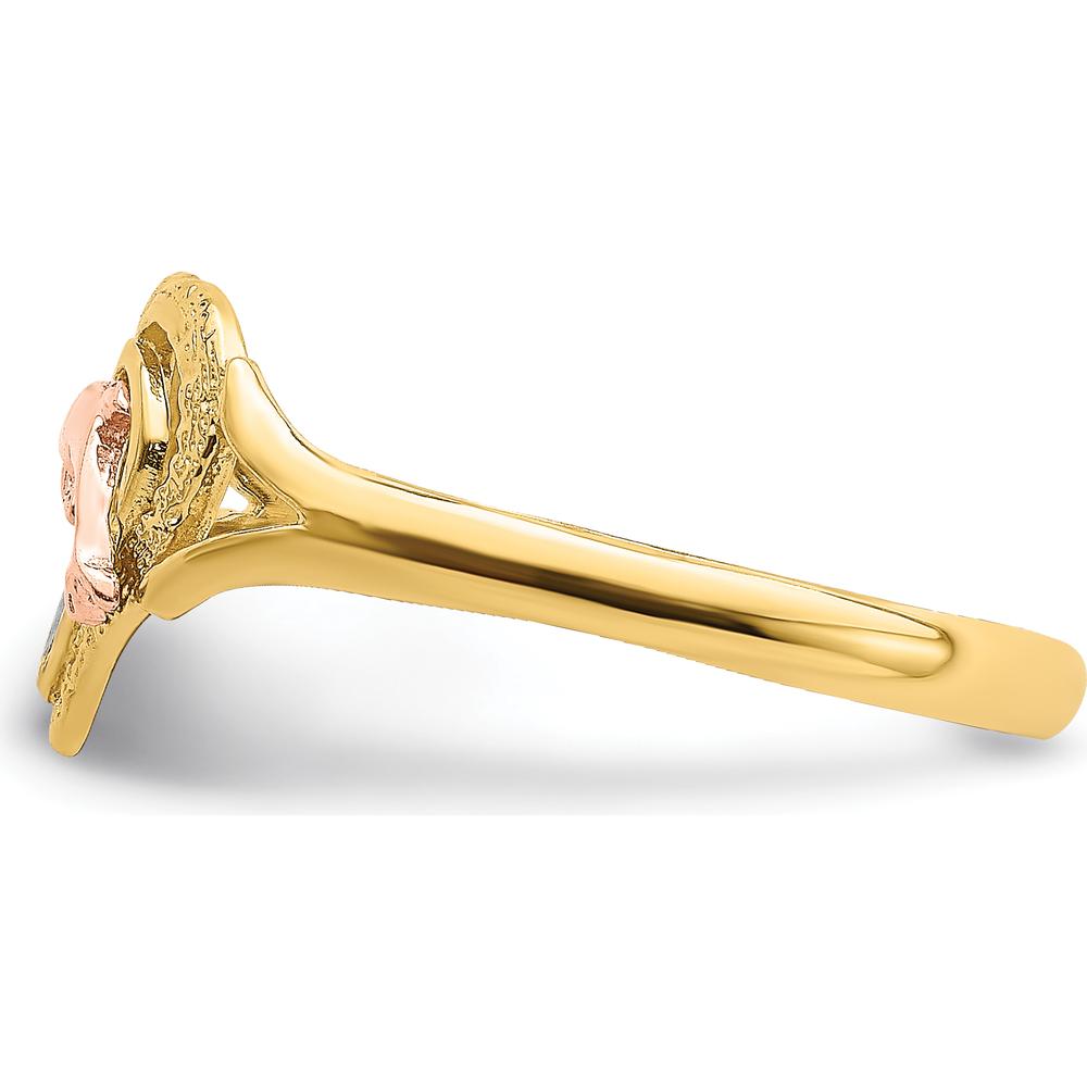 14K Yellow and Rose Gold Dolphin in Heart Themed Ring with Rhodium Detail by Oro Pregiato
