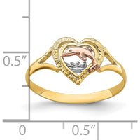 14K Yellow and Rose Gold Dolphin in Heart Themed Ring with Rhodium Detail by Oro Pregiato