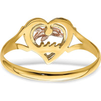 14K Yellow and Rose Gold Dolphin in Heart Themed Ring with Rhodium Detail by Oro Pregiato