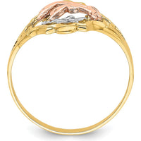 14K Yellow and Rose Gold Double Dolphin Ring with Rhodium Detailing by Oro Pregiato
