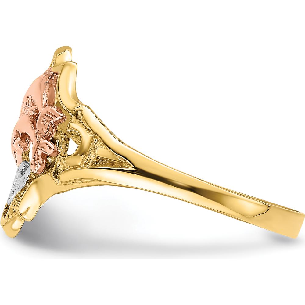 14K Yellow and Rose Gold Double Dolphin Ring with Rhodium Detailing by Oro Pregiato