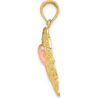 14K Yellow and Rose Gold Heart Dangle Charm with Lace Border Design - Elegant Polished Pendant by Oro Pregiato