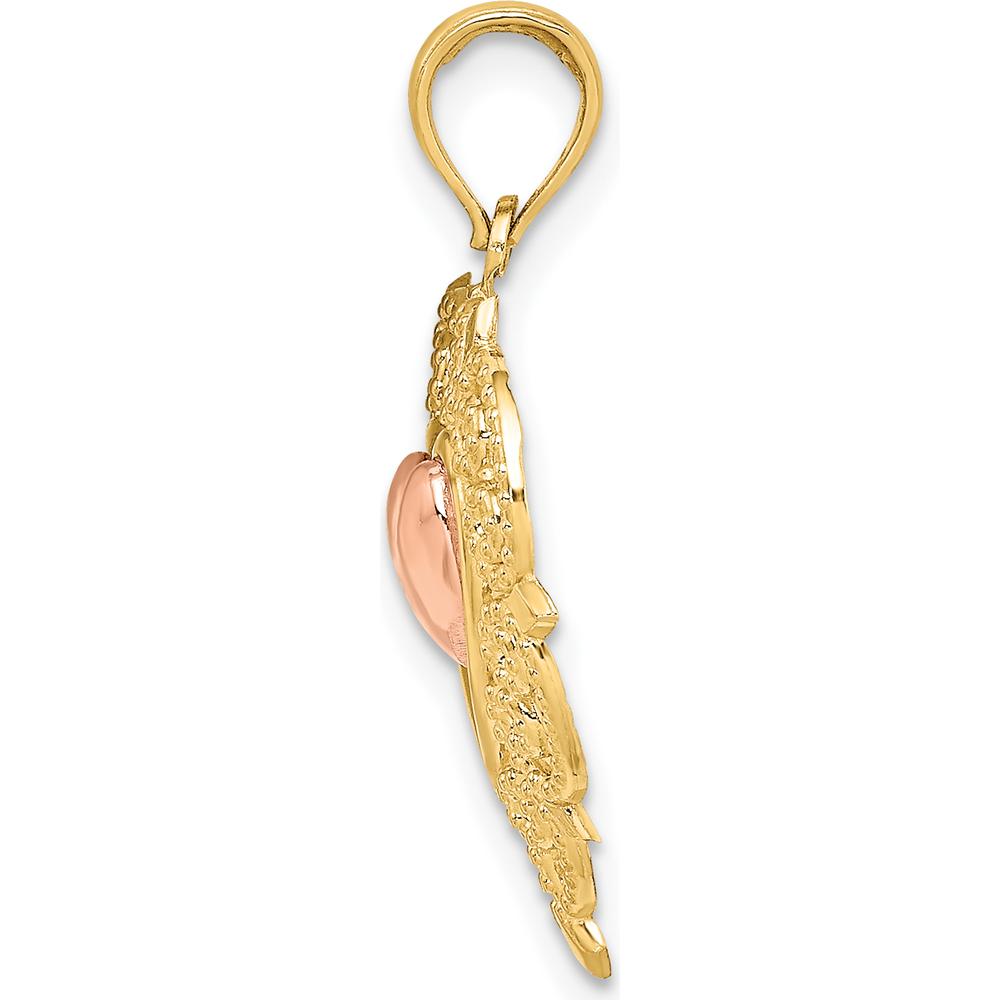 14K Yellow and Rose Gold Heart Dangle Charm with Lace Border Design - Elegant Polished Pendant by Oro Pregiato