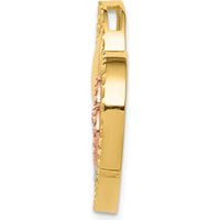 14K Yellow and Rose Gold Heart Pendant with Rhodium Slide - Diamond-Cut Texture by Oro Pregiato