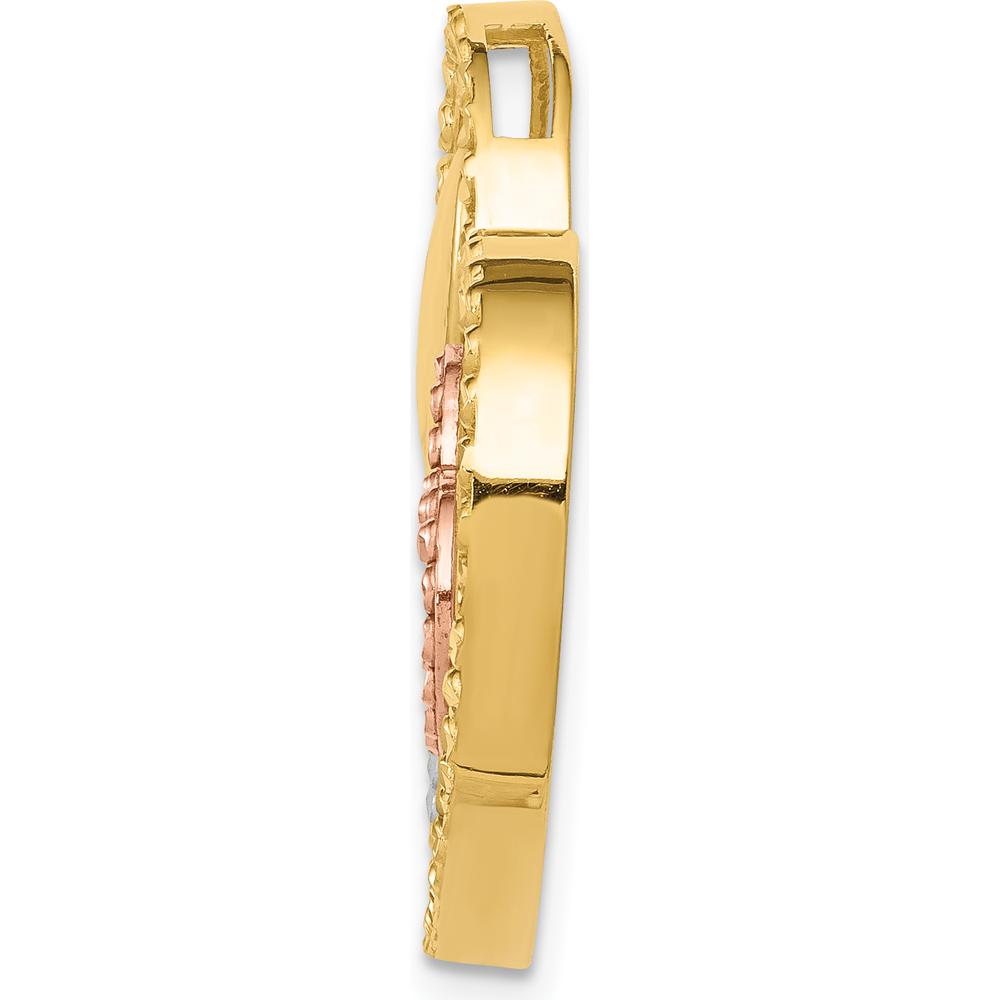 14K Yellow and Rose Gold Heart Pendant with Rhodium Slide - Diamond-Cut Texture by Oro Pregiato