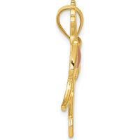 14K Yellow and Rose Gold Horse with Heart Charm - Two-Tone Gold Pendant by Oro Pregiato
