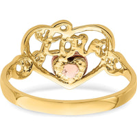 14K Yellow and Rose Gold Love Heart Ring with Rhodium Accents - Polished Finish by Oro Pregiato