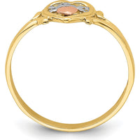 14K Yellow and Rose Gold Love Heart Ring with Rhodium Plating - Polished Finish by Oro Pregiato