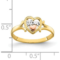 14K Yellow and Rose Gold Love Heart Ring with Rhodium Plating - Polished Finish by Oro Pregiato