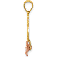 14K Yellow and Rose Gold Pineapple and Plumeria Flower Pendant - 23mm Length by Oro Pregiato