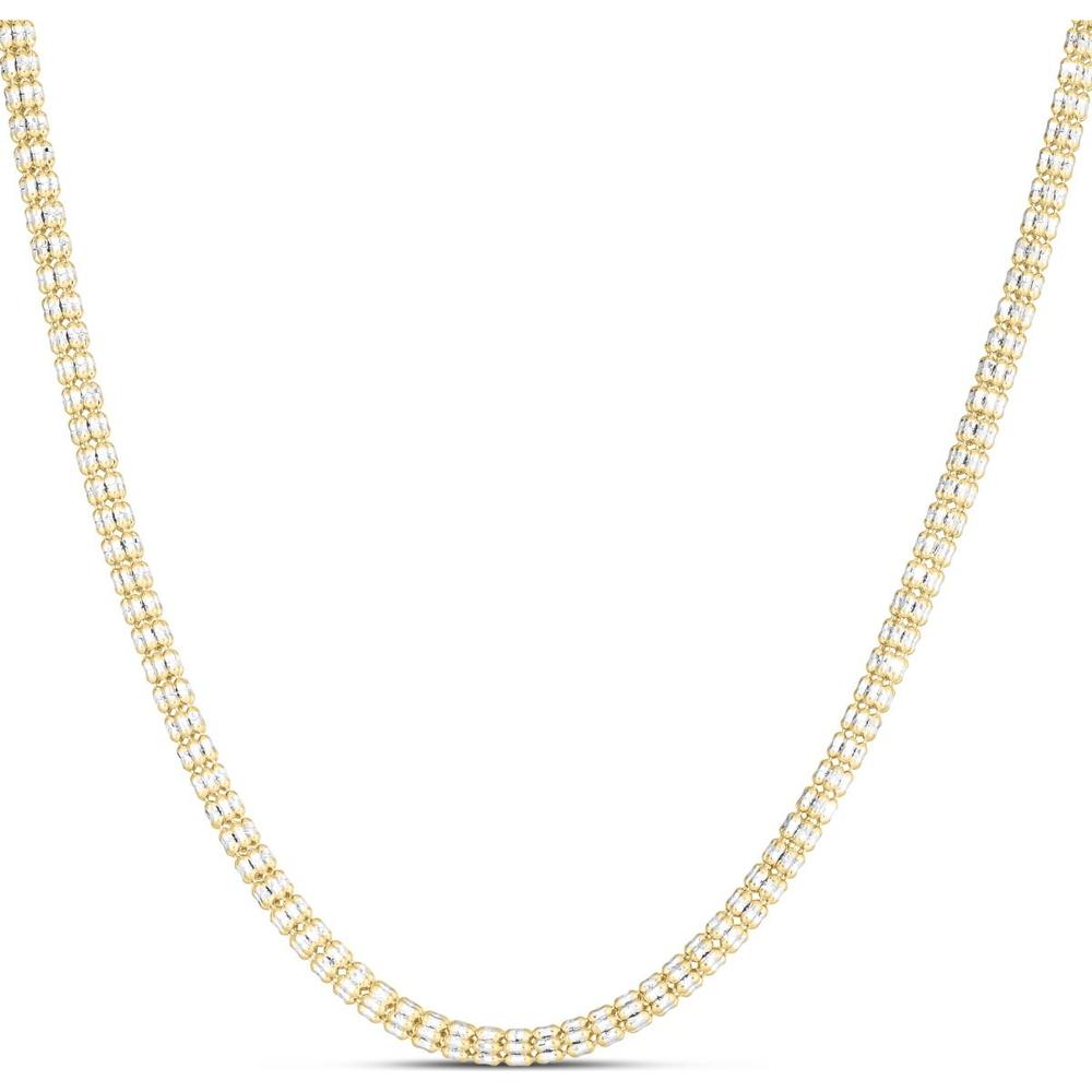 14K Yellow and White Gold 20" Diamond-Cut Fancy Ice Chain Necklace - 3.8mm Width by Orozza Fine Jewelry