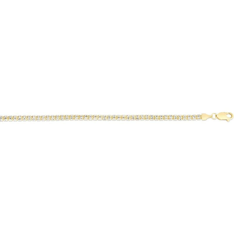 14K Yellow and White Gold 3.3mm Fancy Ice Chain Necklace - 20" Diamond-Cut Finish by Orozza Fine Jewelry