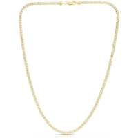 14K Yellow and White Gold 3.3mm Fancy Ice Chain Necklace - 20" Diamond-Cut Finish by Orozza Fine Jewelry