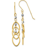 14K Yellow and White Gold Beaded Dangle Earrings with French Wire Closure - 45mm Length by 0