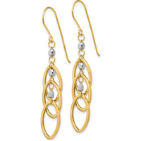 14K Yellow and White Gold Beaded Dangle Earrings with French Wire Closure - 45mm Length by 0