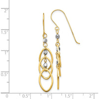 14K Yellow and White Gold Beaded Dangle Earrings with French Wire Closure - 45mm Length by 0