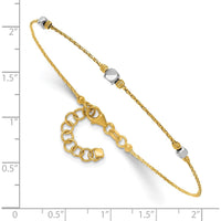 14K Yellow and White Gold Diamond-Cut Polished Round and Square Beaded 7" Bracelet with 1" Extension by Oro Pregiato