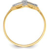 14K Yellow and White Gold Diamond Filigree Cross Ring with 0.030 Carat Diamonds by Oro Pregiato