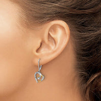 14K Yellow and White Gold Diamond Heart Leverback Earrings - 0.07 Carat Total Diamond Weight by Monteluci Fine Jewelry