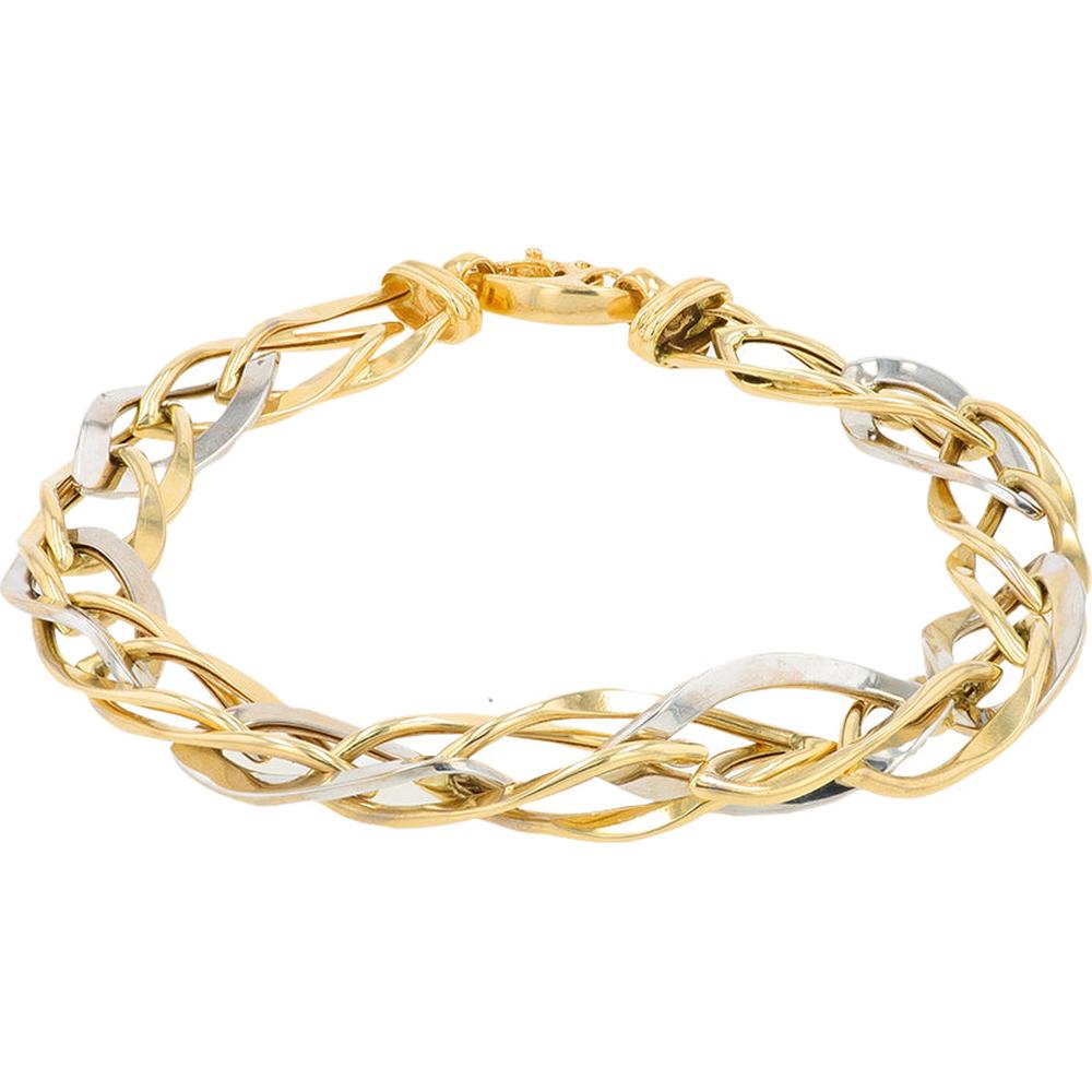 14K Yellow & White Gold Fancy Link Bracelet - 7.70 Gram Weight