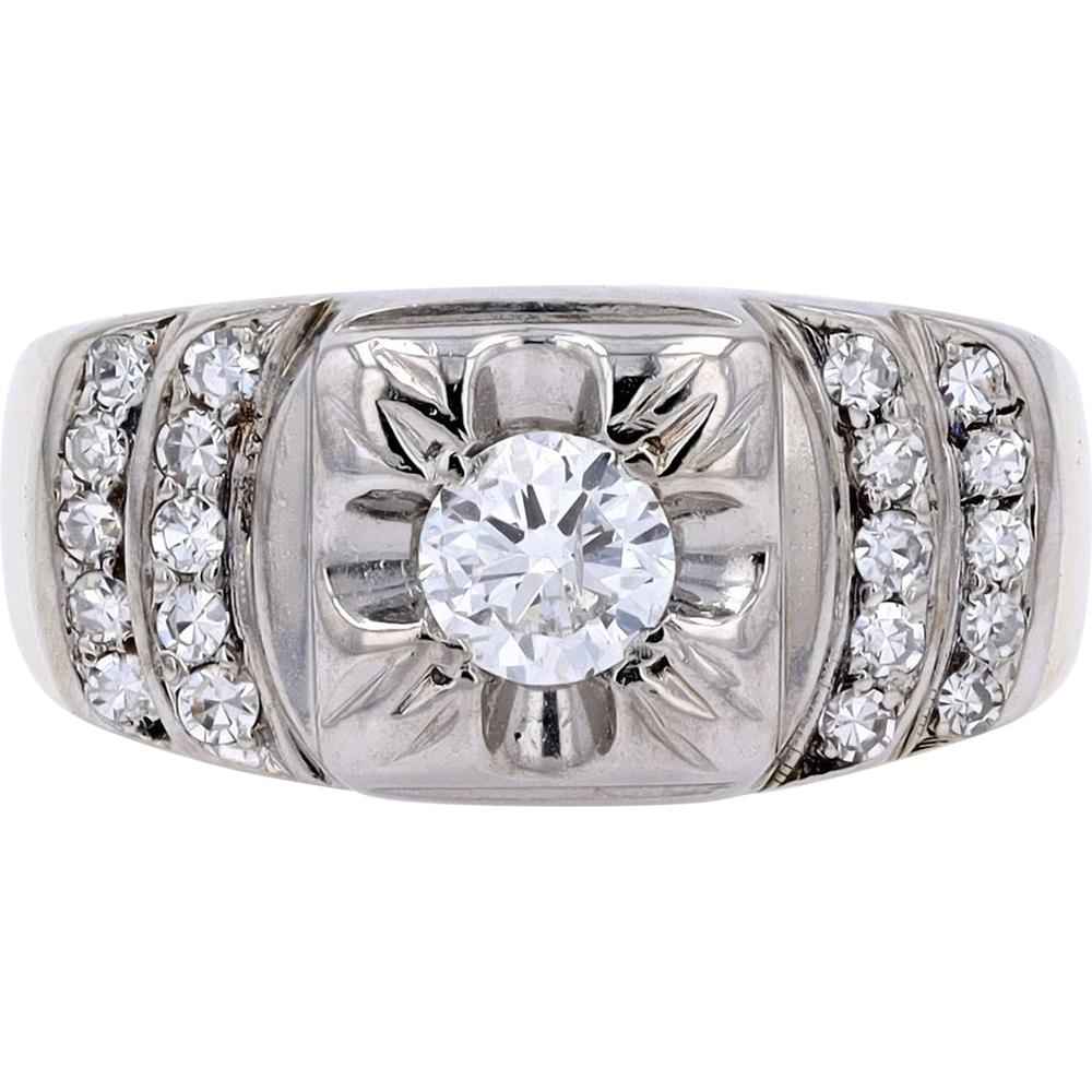 14K Yellow & White Gold Gentleman's Diamond Ring - 0.90 Carats Total Diamond Weight