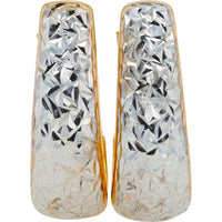 14K Yellow & White Gold Hammered J-Hoops - 3.15g Total Weight