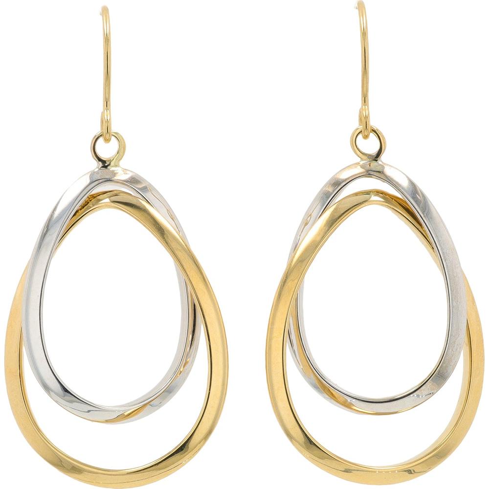 14K Yellow & White Gold Interlocking Drop Earrings - 2.30 Gram Total Weight
