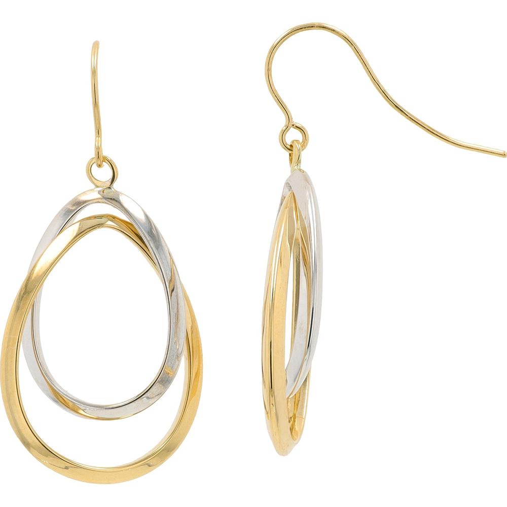 14K Yellow & White Gold Interlocking Drop Earrings - 2.30 Gram Total Weight