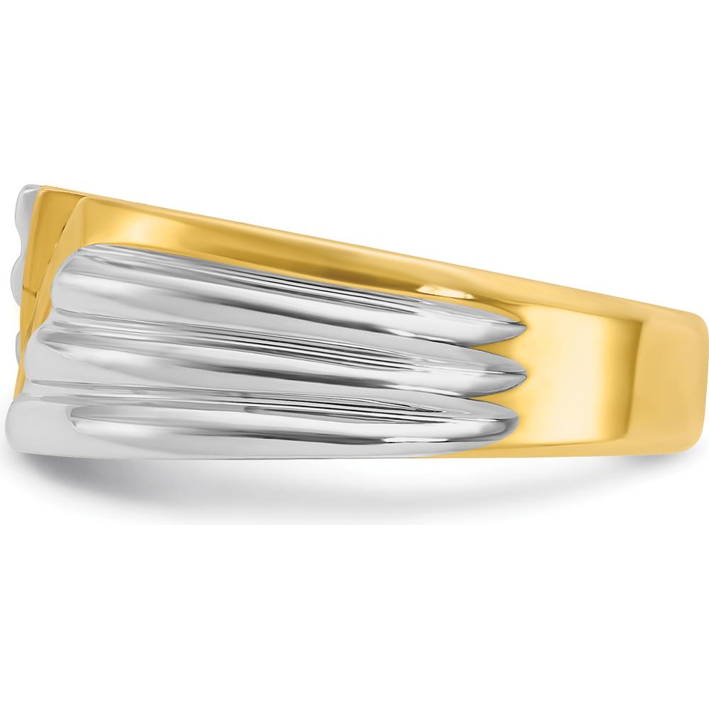 14K Yellow and White Gold Men's 3-Stone Diamond Ring - 1/6 Carat Total Diamond Weight by IBGoodman