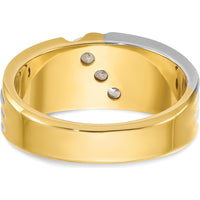 14K Yellow and White Gold Men's 3-Stone Diamond Ring - 1/6 Carat Total Diamond Weight by IBGoodman