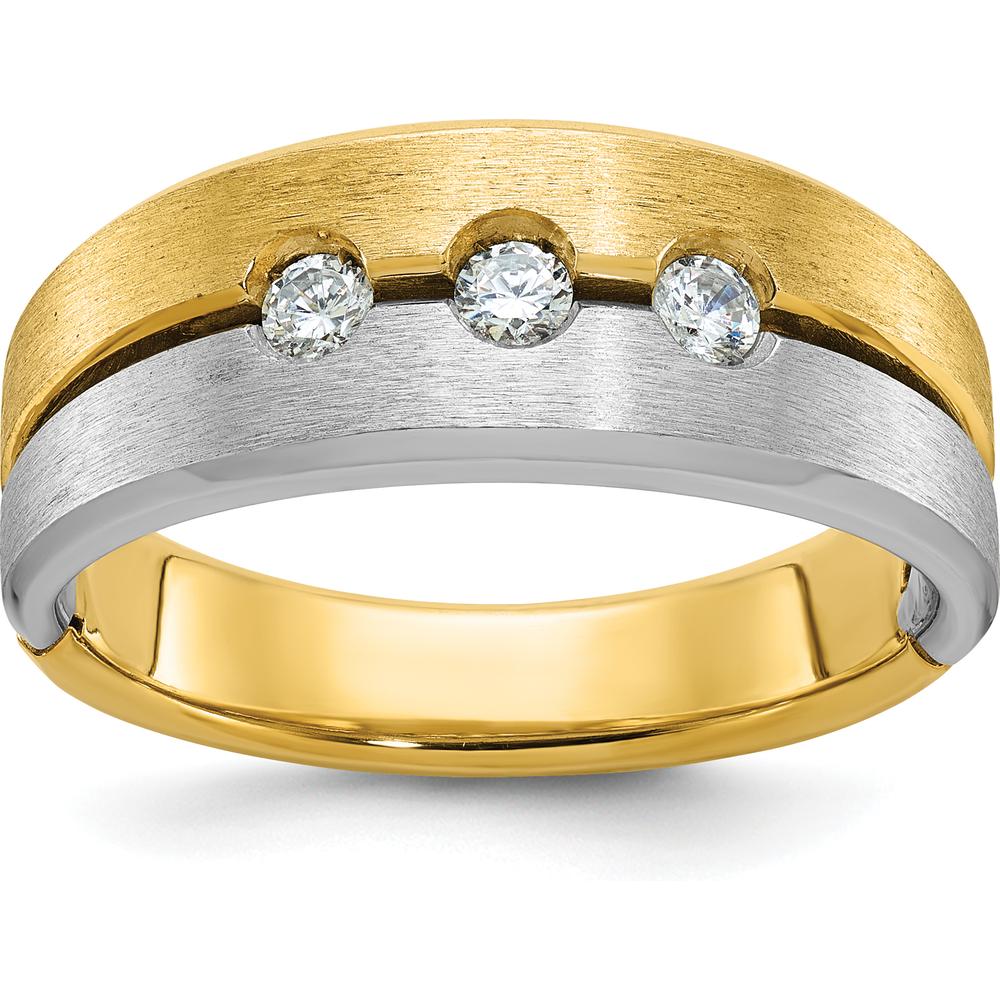 14K Yellow and White Gold Men's Band with Round Diamonds - 0.09 Carats Total Diamond Weight by IBGoodman
