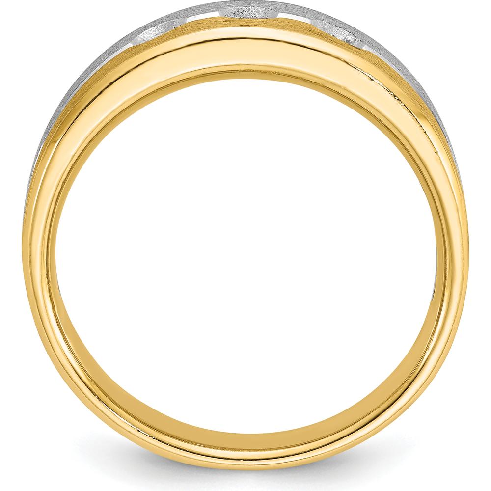 14K Yellow and White Gold Men's Band with Round Diamonds - 0.09 Carats Total Diamond Weight by IBGoodman