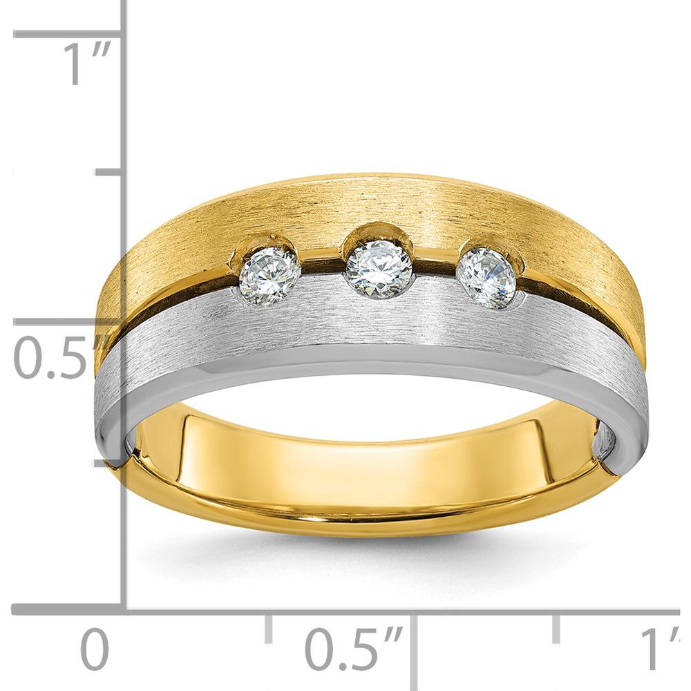 14K Yellow and White Gold Men's Band with Round Diamonds - 0.09 Carats Total Diamond Weight by IBGoodman