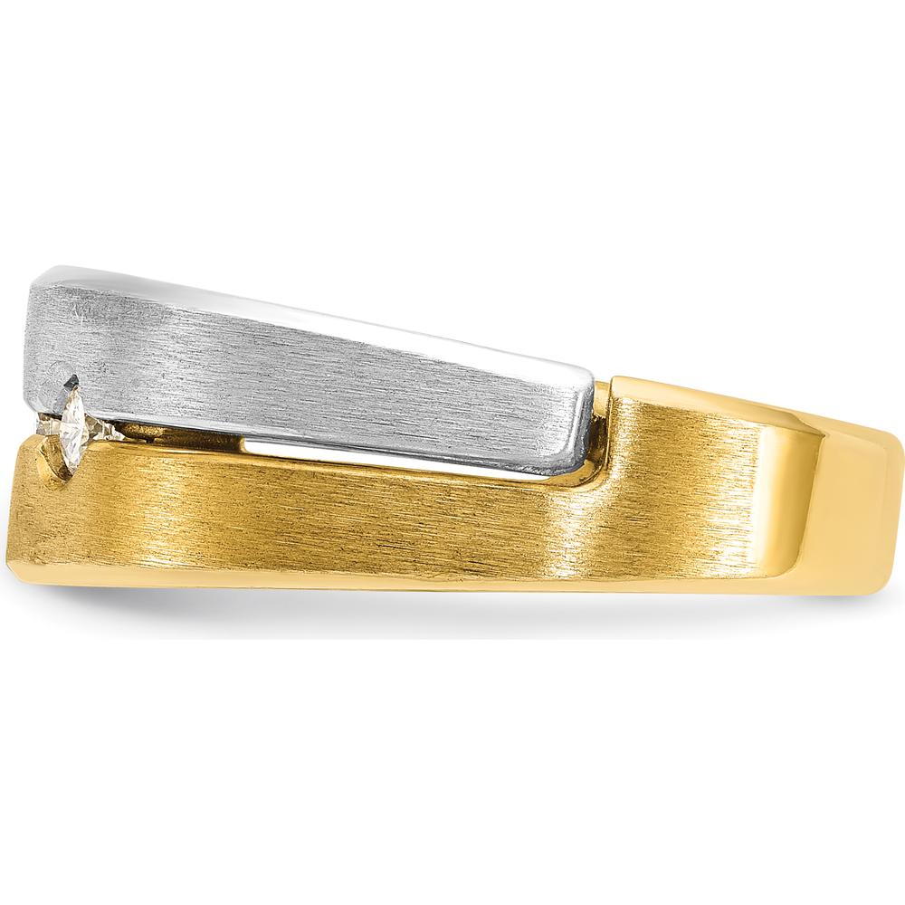 14K Yellow and White Gold Men's Band with Round Diamonds - 0.09 Carats Total Diamond Weight by IBGoodman