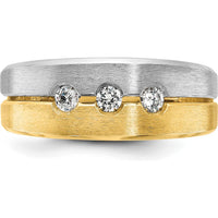 14K Yellow and White Gold Men's Band with Round Diamonds - 0.09 Carats Total Diamond Weight by IBGoodman
