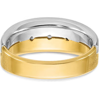 14K Yellow and White Gold Men's Band with Round Diamonds - 0.09 Carats Total Diamond Weight by IBGoodman