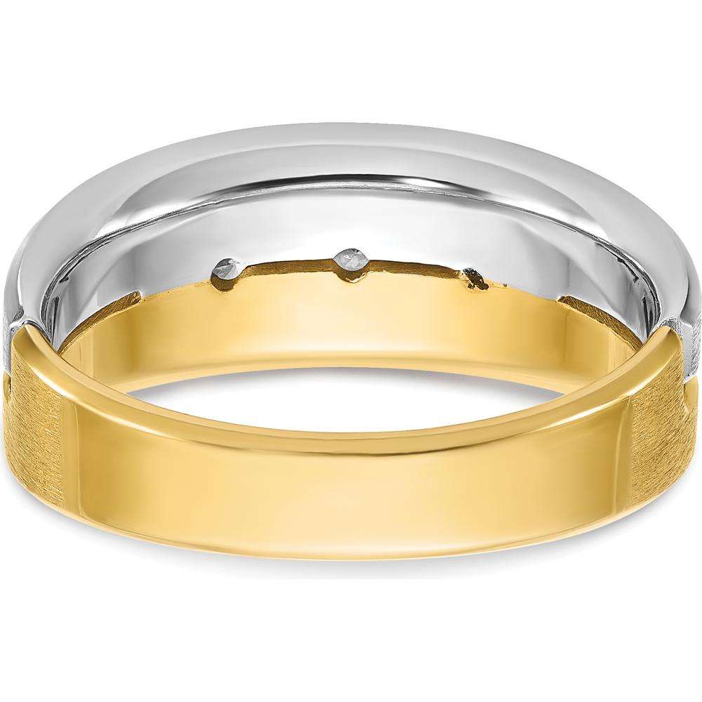 14K Yellow and White Gold Men's Band with Round Diamonds - 0.09 Carats Total Diamond Weight by IBGoodman