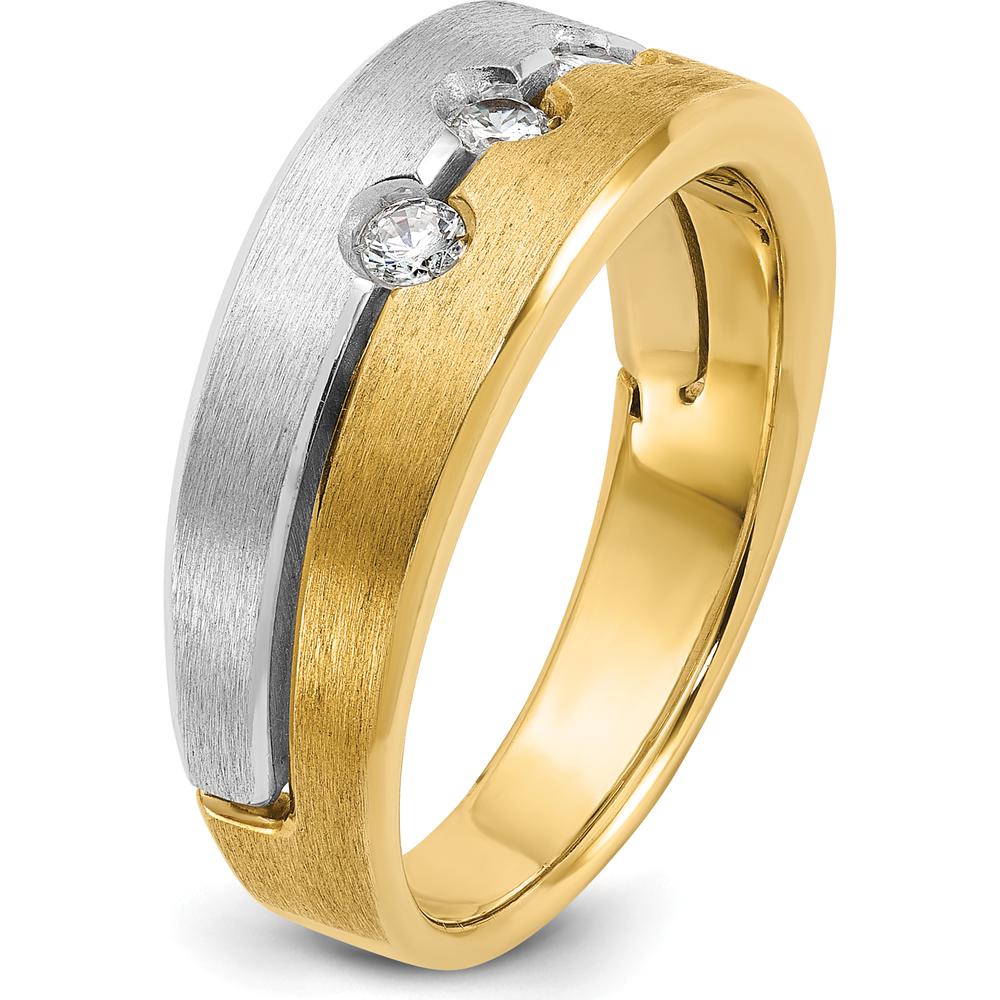 14K Yellow and White Gold Men's Band with Round Diamonds - 0.09 Carats Total Diamond Weight by IBGoodman