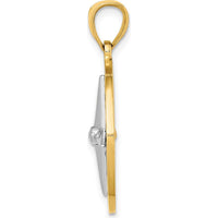 14K Yellow and White Gold Nautical Compass Pendant with Polished Finish - 29.03mm Length by Oro Pregiato