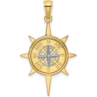 14K Yellow and White Gold Nautical Compass Pendant with Star Design by Oro Pregiato