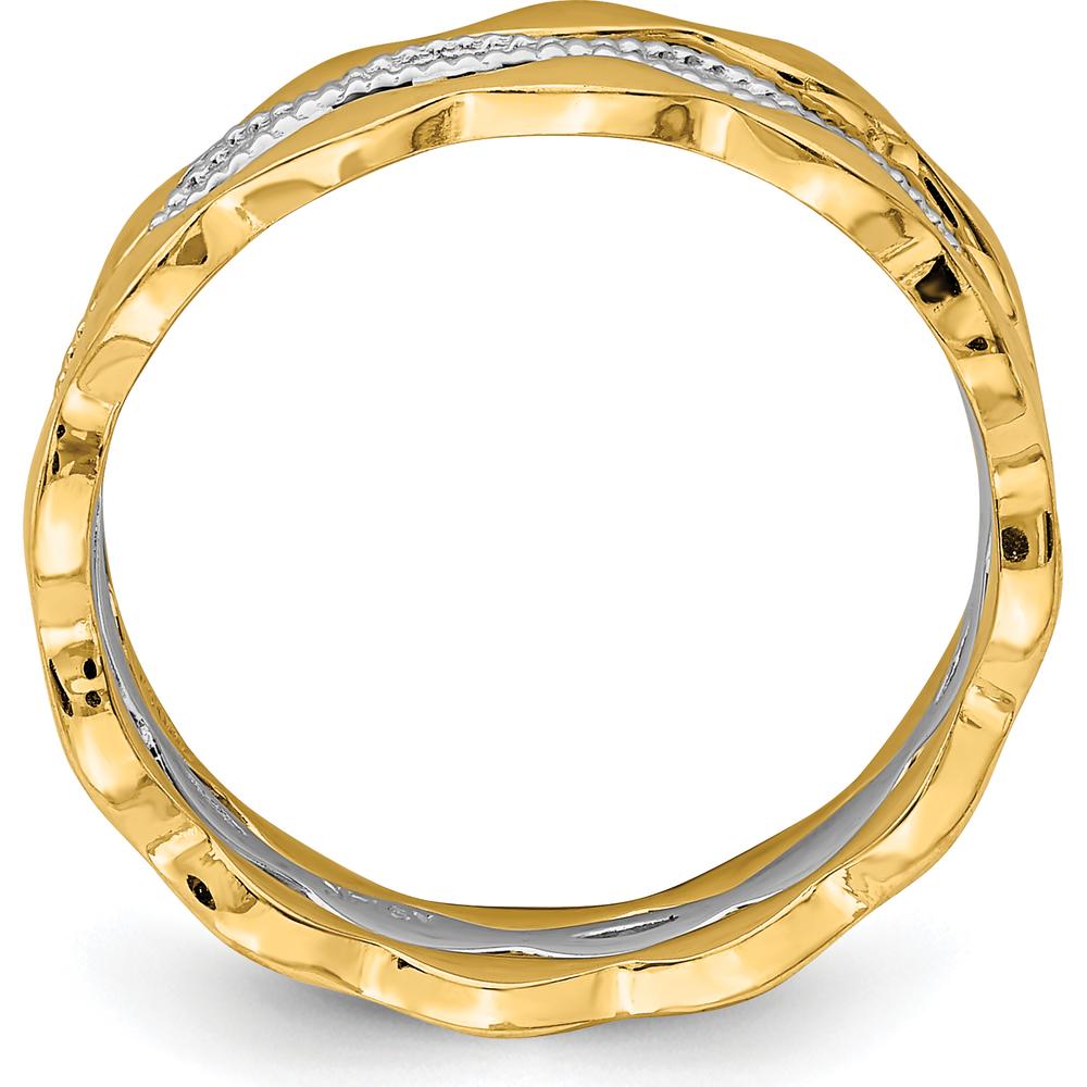 14K Yellow & White Gold Set of 3 Stackable Fashion Rings - Polished Finish, 1.92mm Band Width by 0