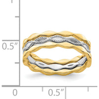 14K Yellow & White Gold Set of 3 Stackable Fashion Rings - Polished Finish, 1.92mm Band Width by 0