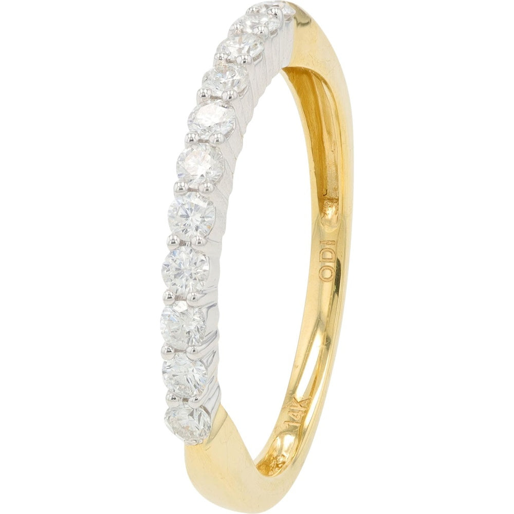 14K Yellow and White Gold Two-Tone Band with Round Prong-Set Diamonds - 0.33 Carat Total Diamond Weight