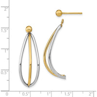 14K Yellow and White Rhodium Triple Wire Drop Earrings with Ball Stud Posts by 0
